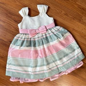 Girl’s 3T Bonnie Jean Toddler Cream Pink Green Easter Dress‎